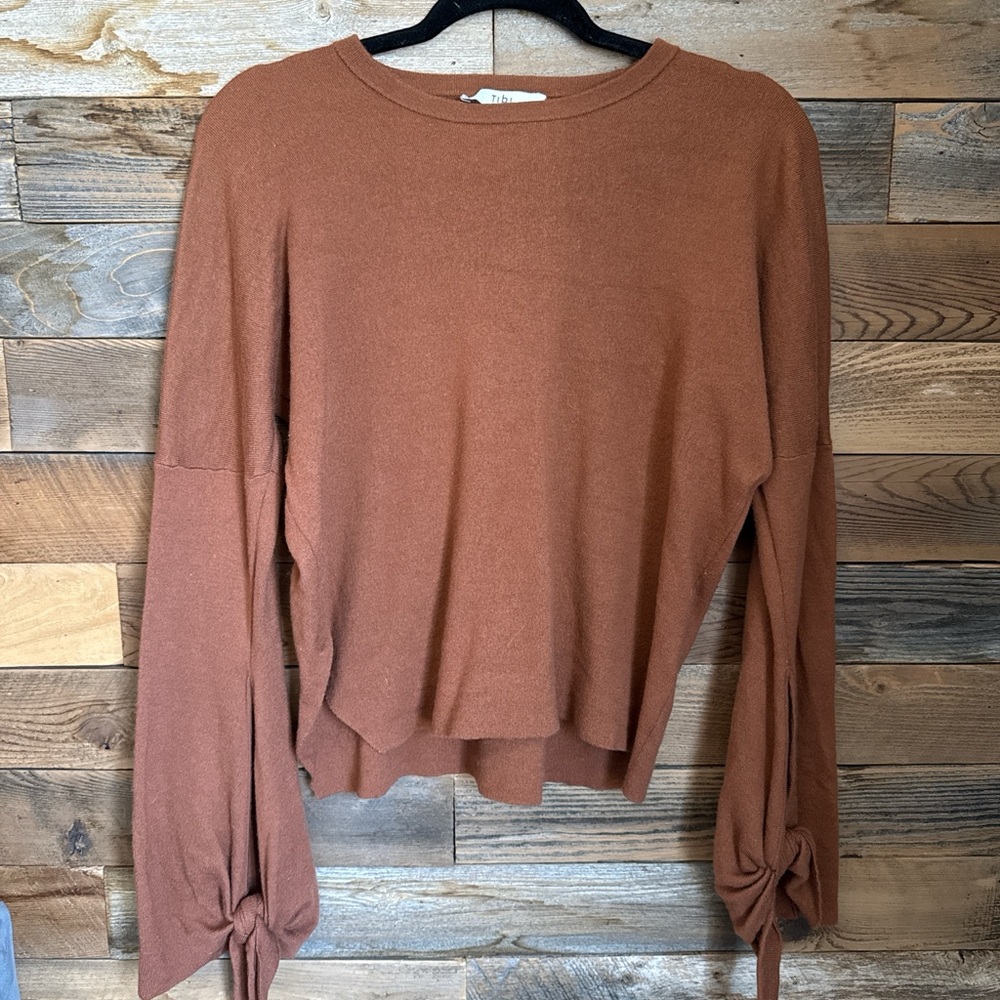 Tibi Rust Long Sleeve 100% Merino Wool Top